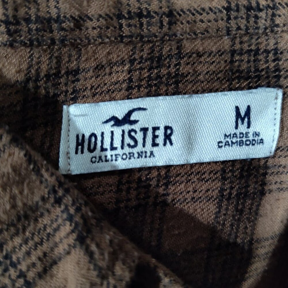 Abercrombie and Fitch Hollister Women's Long Sleeve Flannel Crop Top Size Medium - Picture 7 of 9